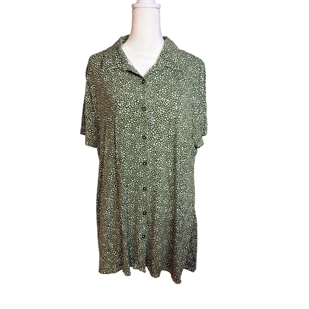 Kim Rogers women’s green short-sleeve button-front shirt size XL